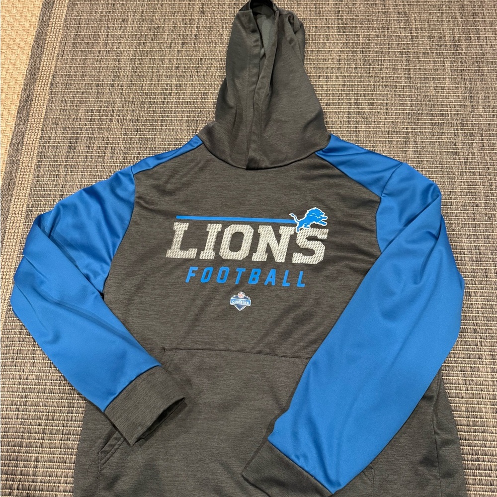 Lions Football Gray and Blue Hoodie
